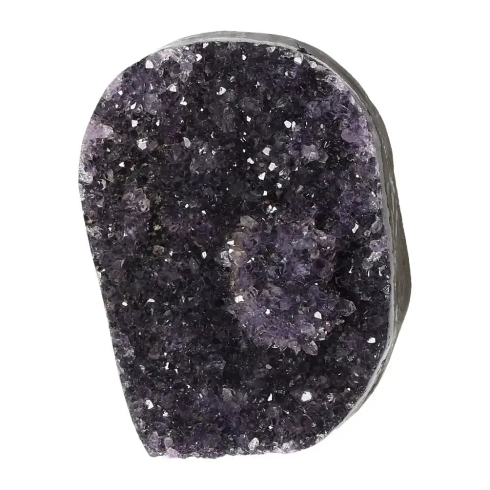 Exquisite Amethyst cut base geode from Sylvia Crystals, showcasing luxury and spiritual elegance with deep purple hues.
