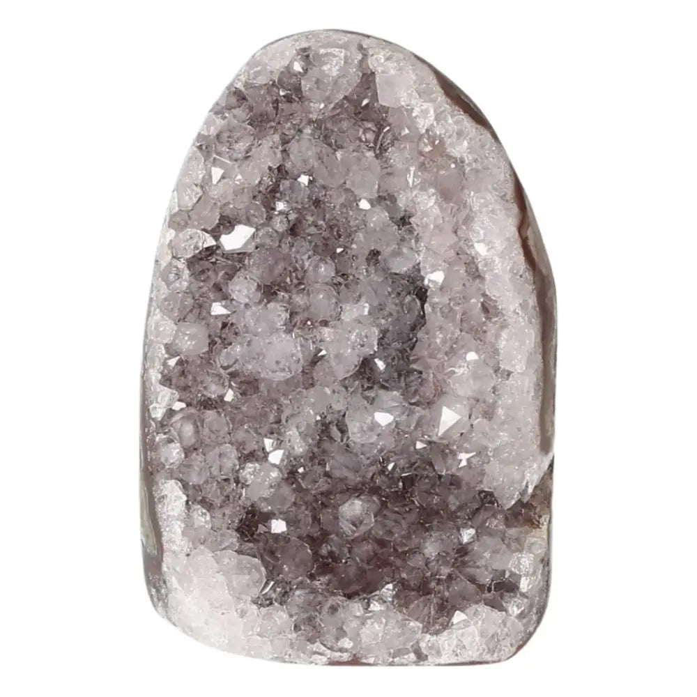Amethyst cut base geode with shimmering crystals from Sylvia Crystals, symbolizing emotional stability and enhanced concentration.