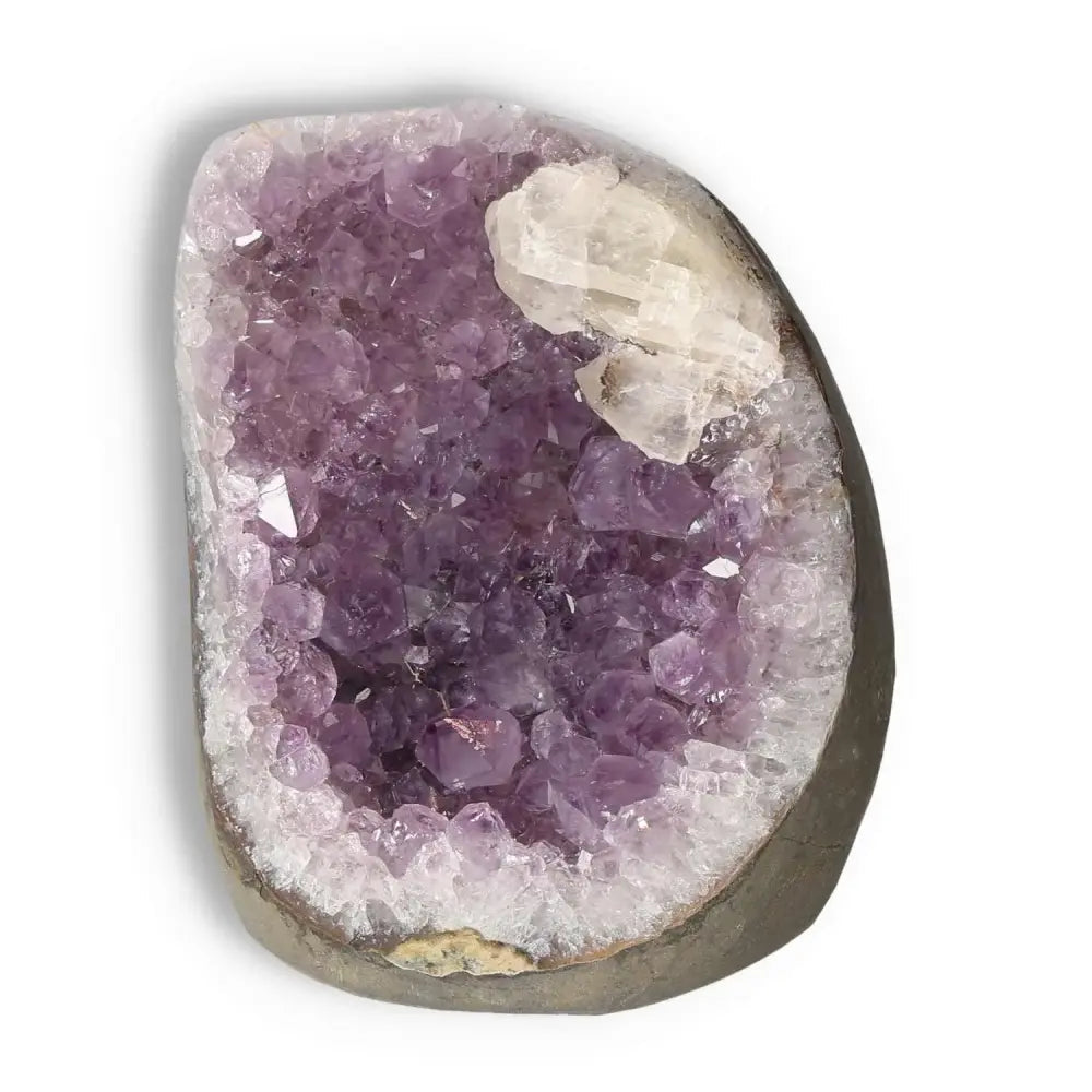 Amethyst cut base geode by Sylvia Crystals offering stress relief and mental clarity.