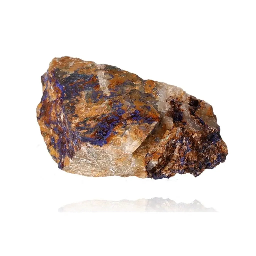 Azulite mineral rock with deep blue hues and copper-rich patterns, enhancing mental clarity and ideal for personal growth and collection.