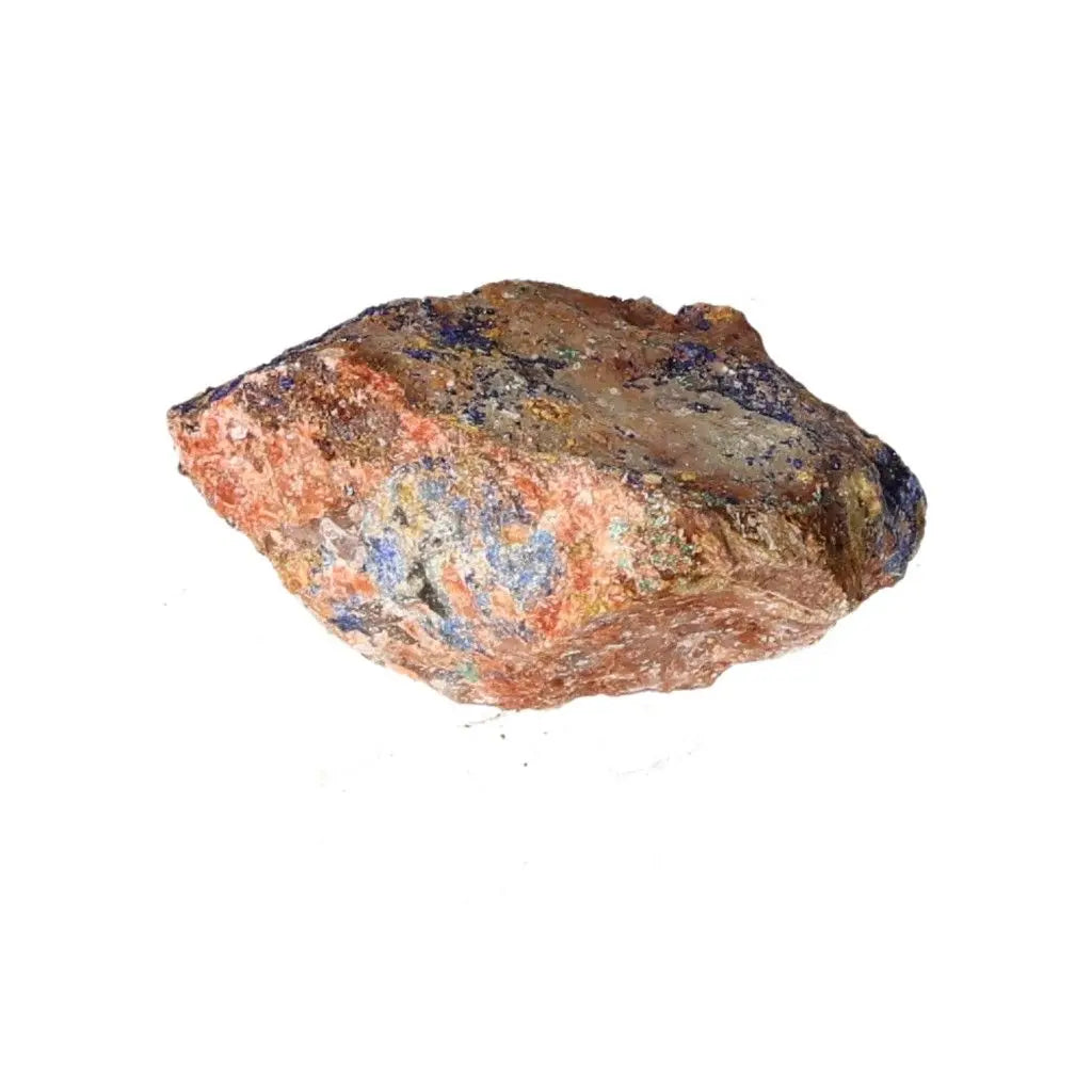 Azurite mineral displaying rich deep blue hues and patterns, known for enhancing mental clarity and personal growth.