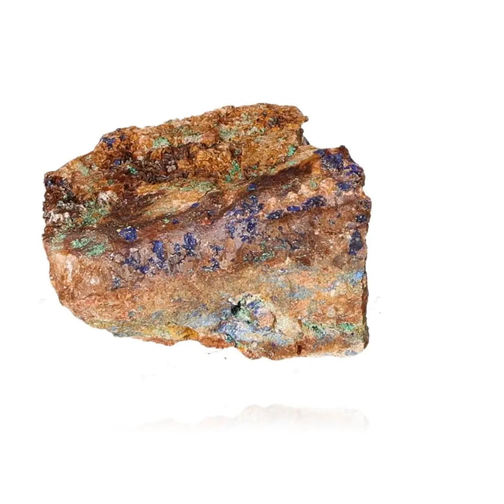 Azurite mineral with deep blue hues and unique patterns, known for enhancing mental clarity and focus, ideal for collectors and growth seekers.