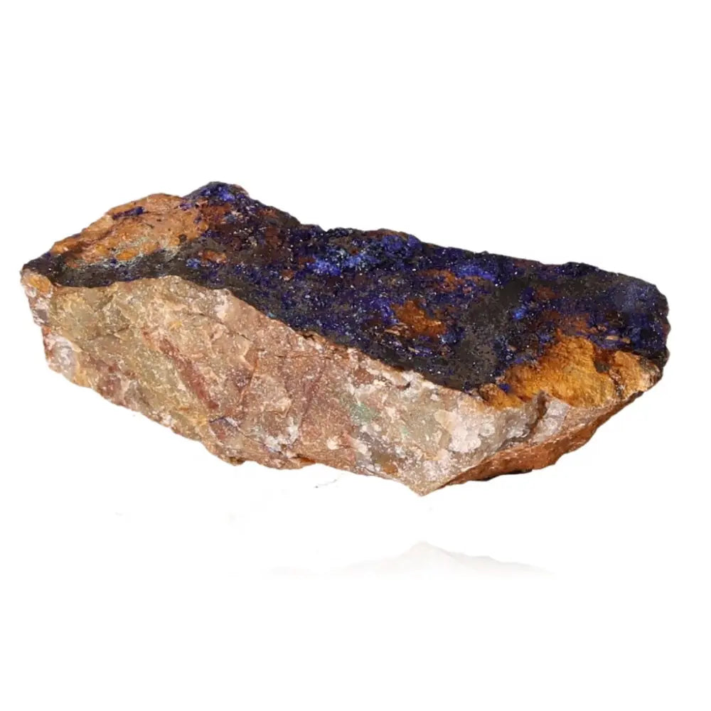 Azurite stone displaying deep blue hues, enhances focus and self-awareness, ideal for personal growth and collectors.