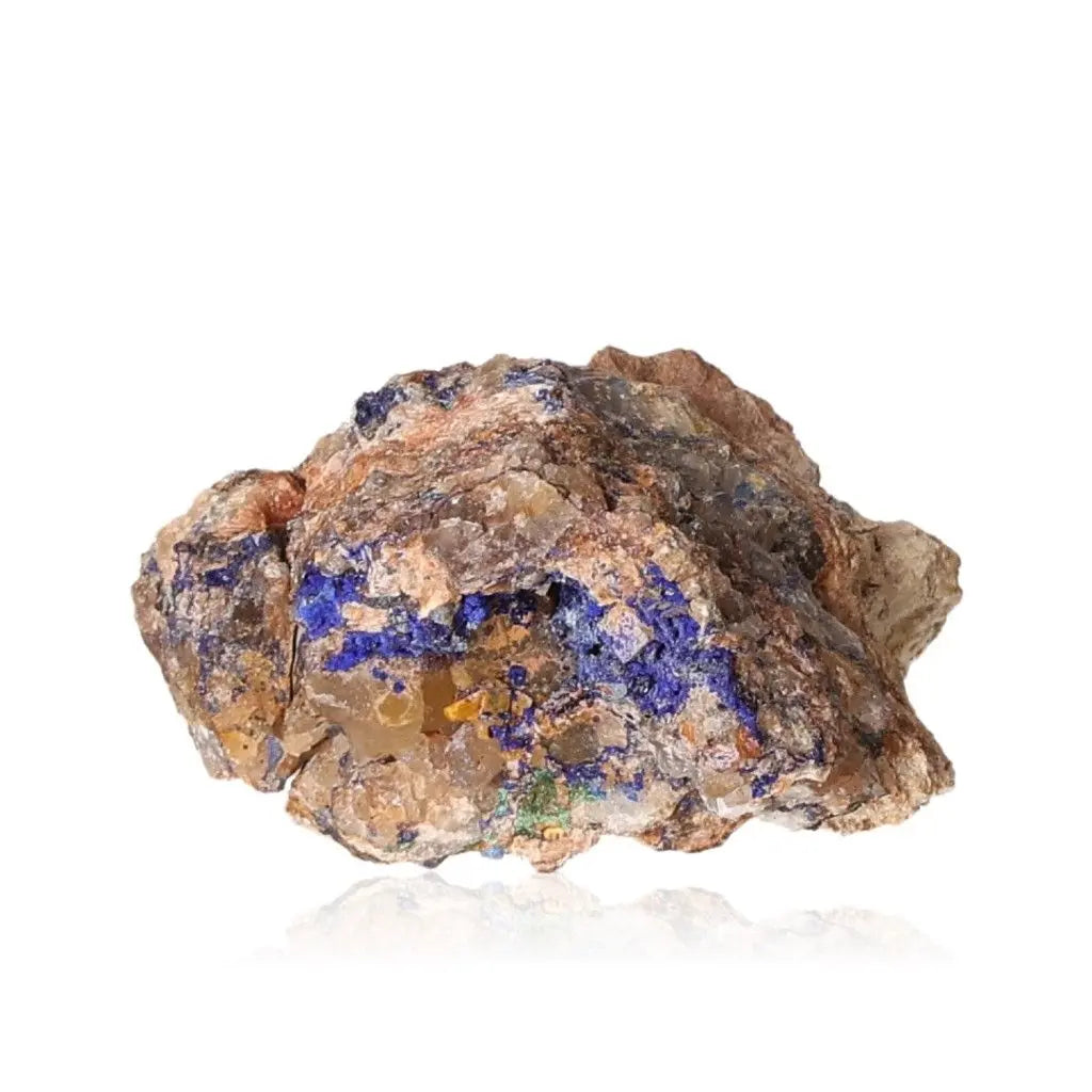 Natural Azurite mineral, showcasing deep blue hues and unique patterns, ideal for collectors and spiritual seekers.