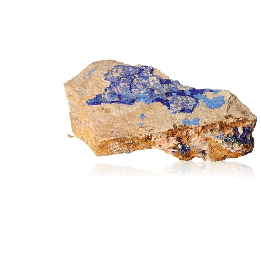 Vibrant blue azurite druzy on brown mineral base, showcasing deep color and rich metaphysical properties for intuition enhancement.