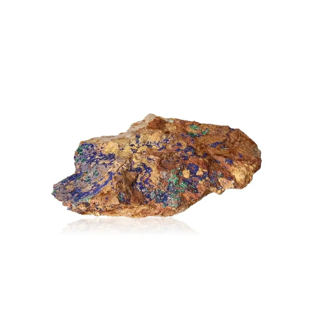 Azurite with Malachite mineral showcasing deep blue and green patterns, ideal for boosting mental clarity and spiritual growth.
