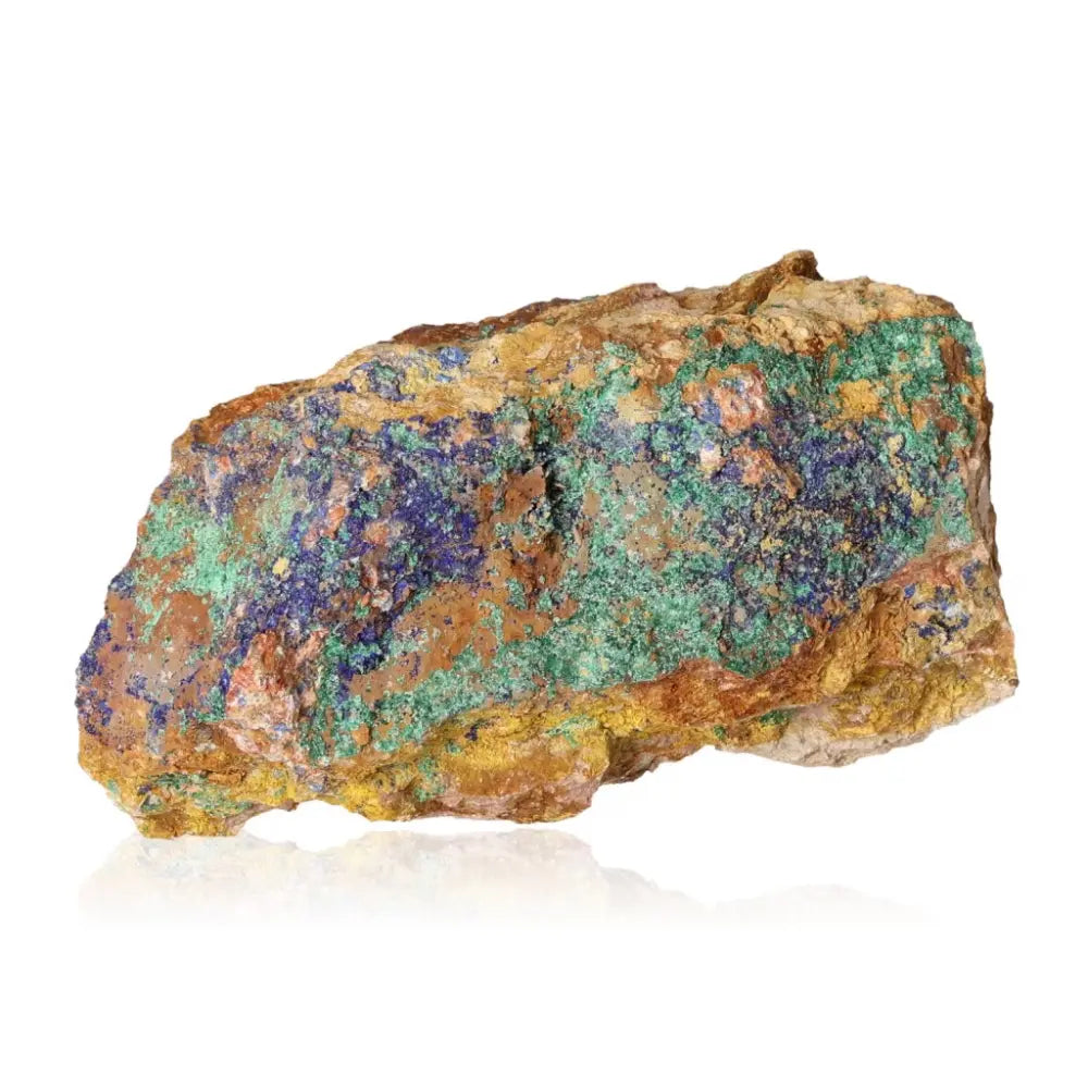 Azurite with Malachite druzes stone showcasing vibrant blue and green hues, symbolizing intuition and spiritual enlightenment.