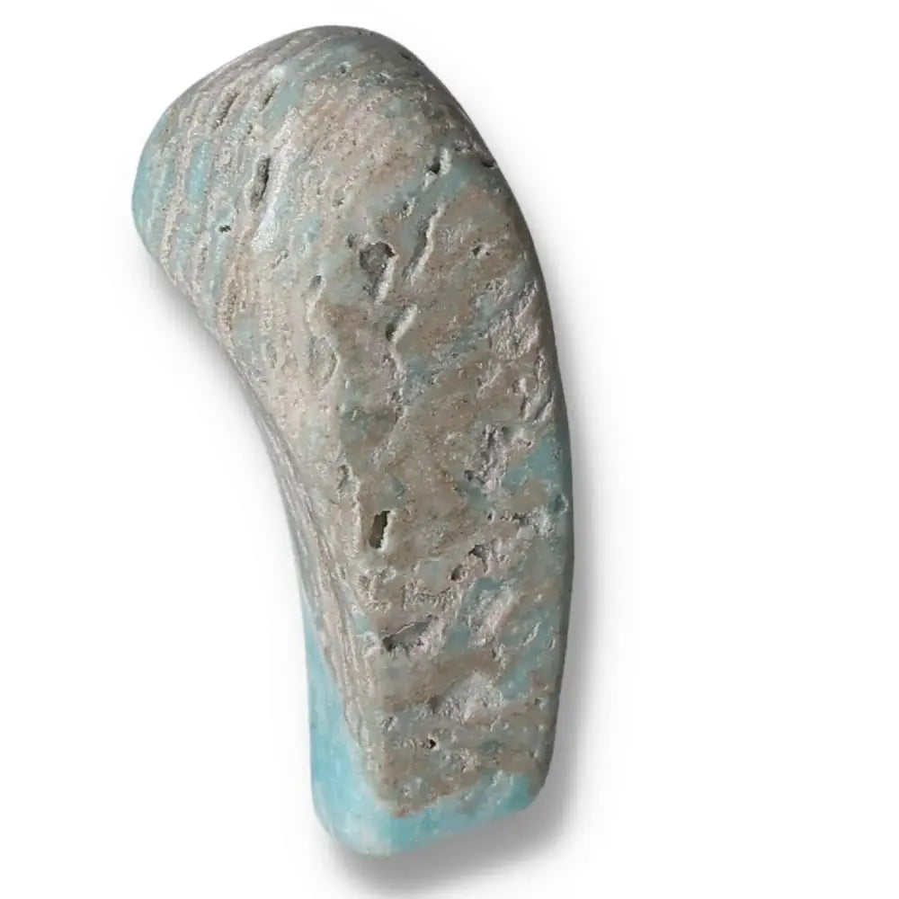 Curved Blue Aragonite crystal with unique patterns, perfect for promoting tranquility and emotional balance.