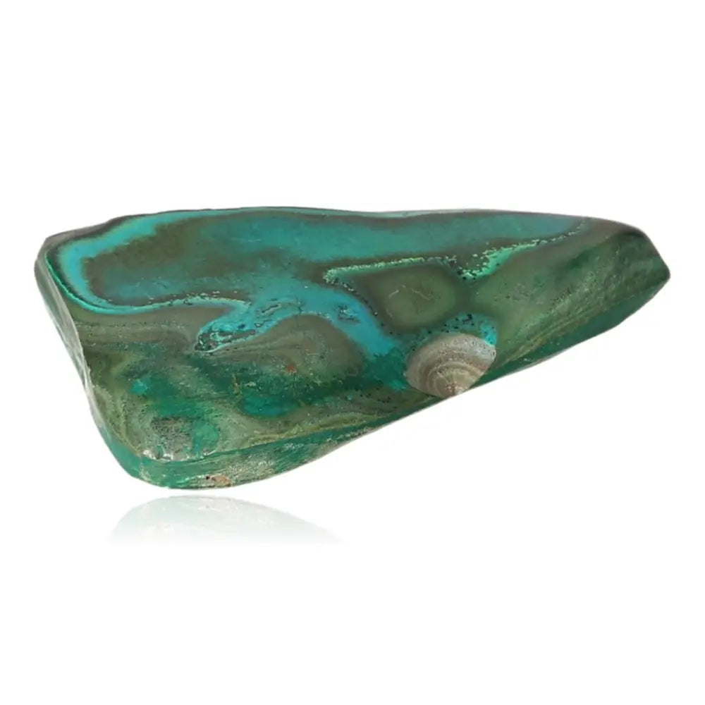 Blue Chrysocolla with Malachite gemstone for tranquility and transformation, perfect for crystal collectors and healers seeking balance.