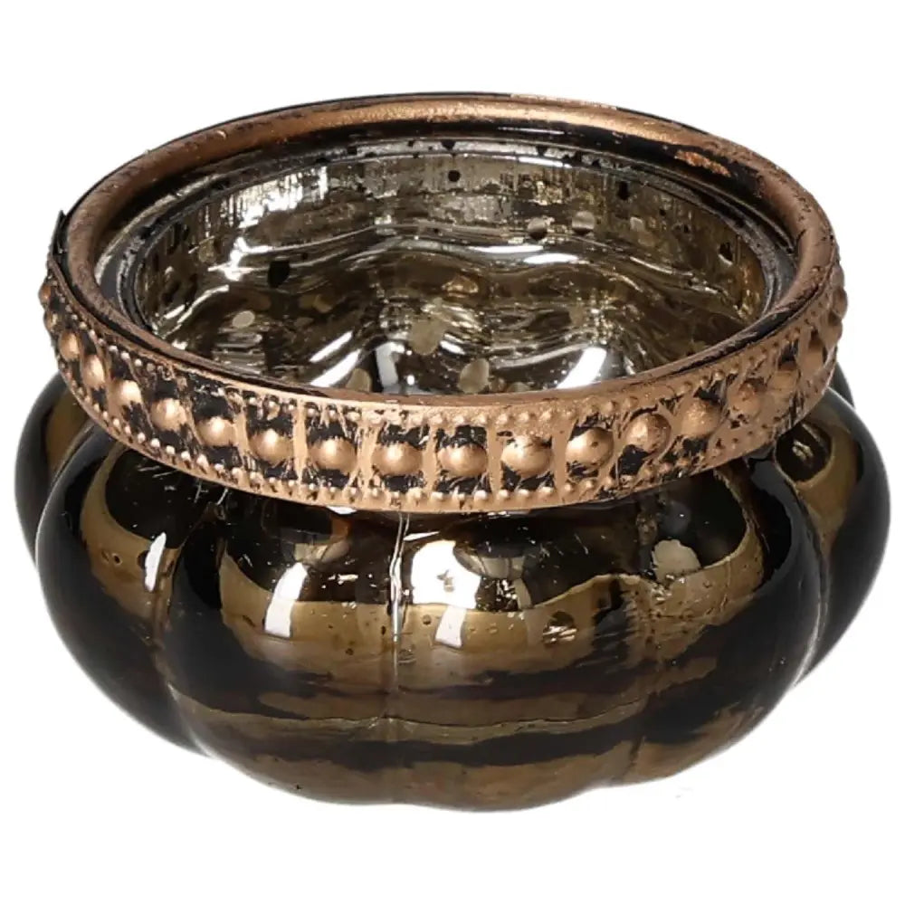 Elegant Sylvia Crystals Brown Candle Holder with decorative gold rim, blending luxury and spirituality in modern design.