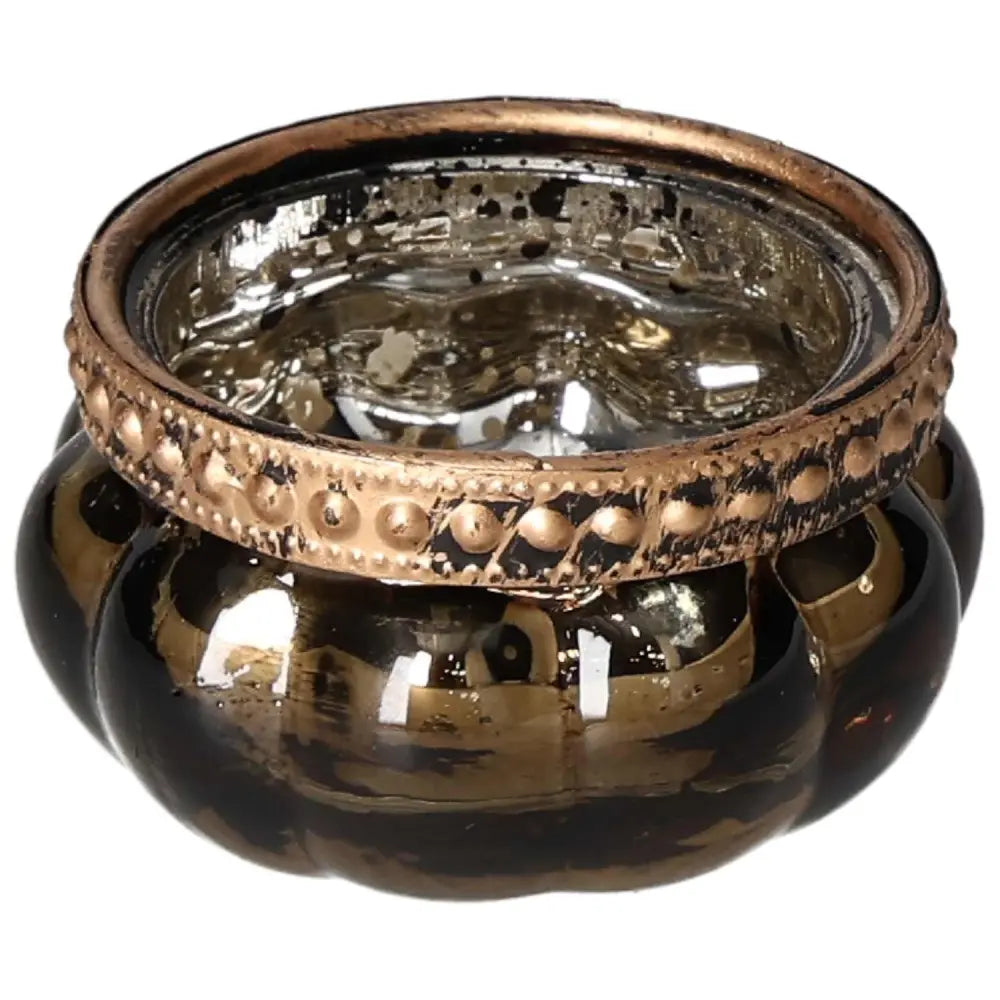 Exquisite Sylvia Crystals brown candle holder with decorative gold accents, perfect for adding luxury and spirituality to your home decor.