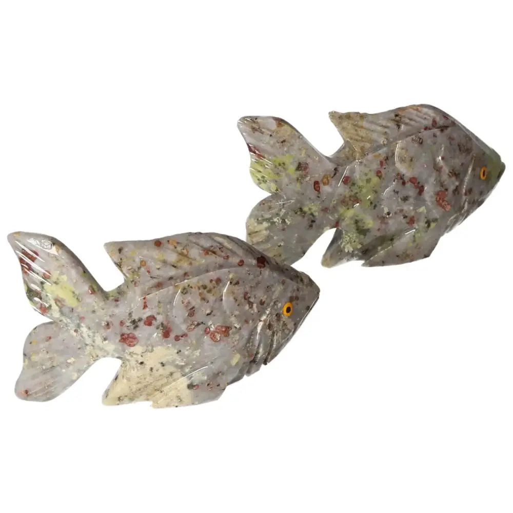 Carved Dolomite Fish sculpture from Sylvia Crystals, promoting tranquility and emotional balance, ideal for home decor.