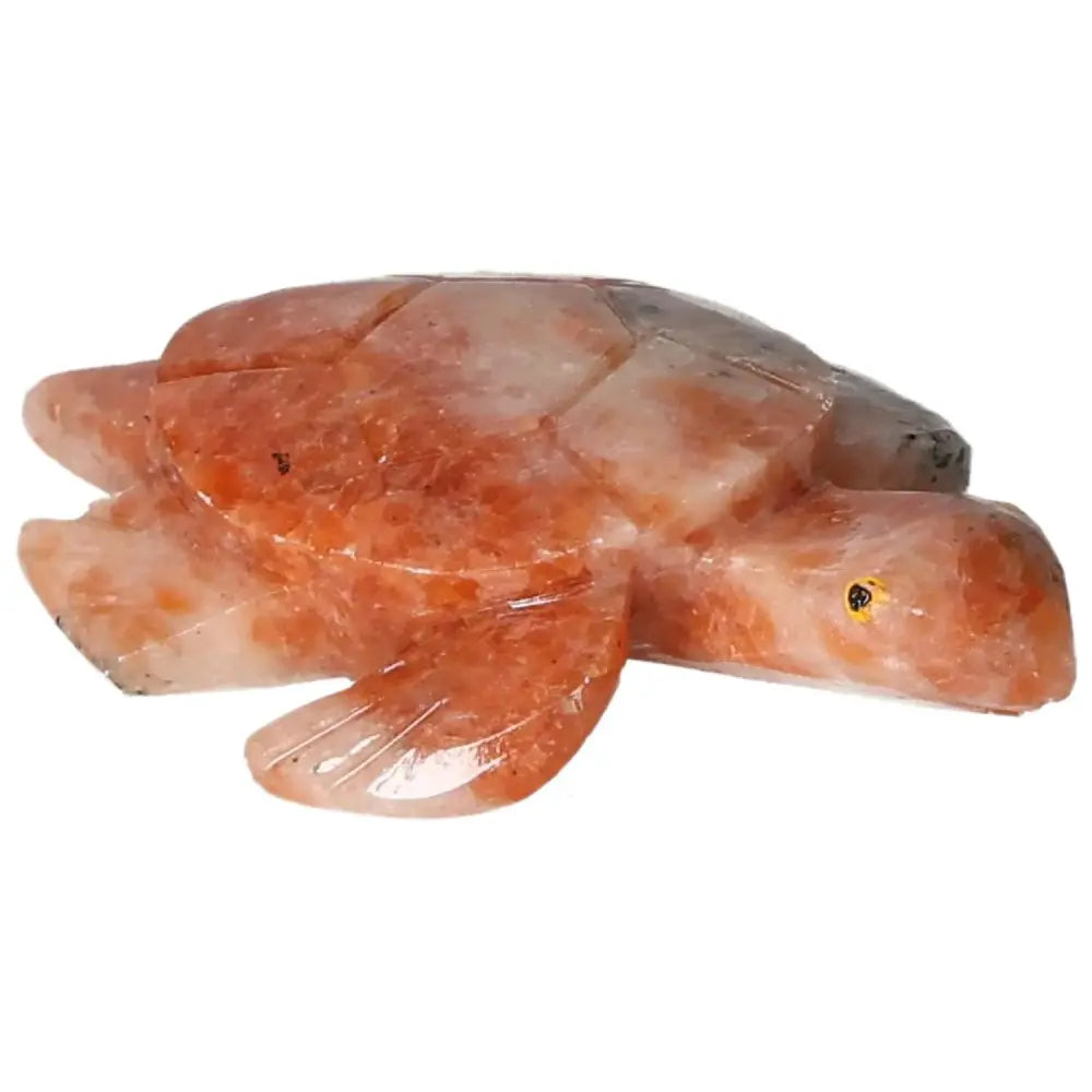Carved Dolomite Turtle from Sylvia Crystals, an exquisite decorative piece with soothing, grounding properties, in rich orange hues.