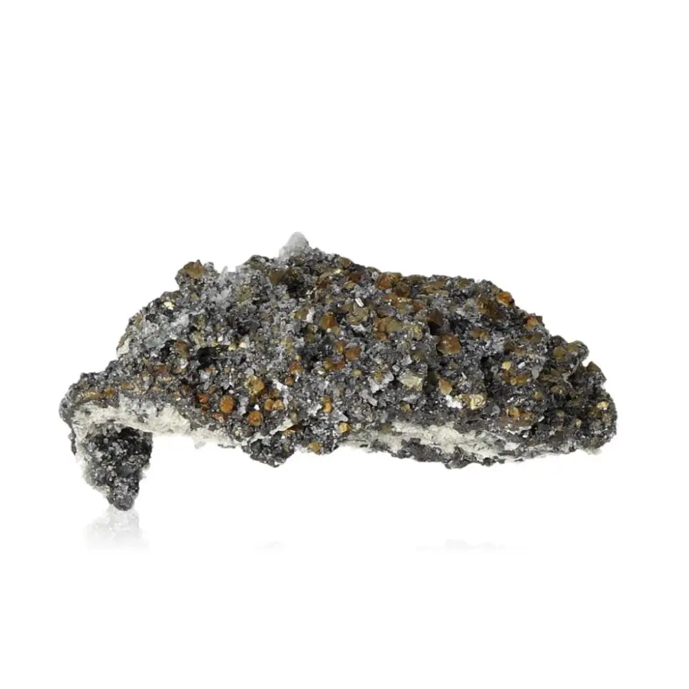 Chalcopyrite healing crystal showcasing golden hues for stress relief and spiritual growth.