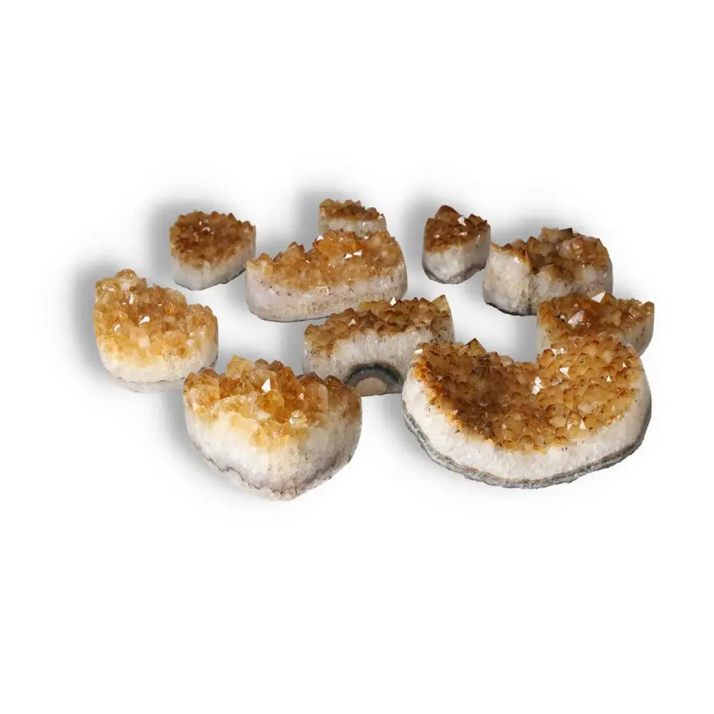 Citrine druze crystals from Sylvia Crystals, 0.1-1 kg, handpicked for quality, inspiring positivity and new ventures.