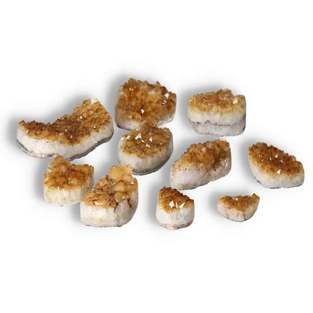 Citrine druze crystals 0.1-1 kg, premium quality from Sylvia Crystals, known for energizing spirit and promoting positive mindset.