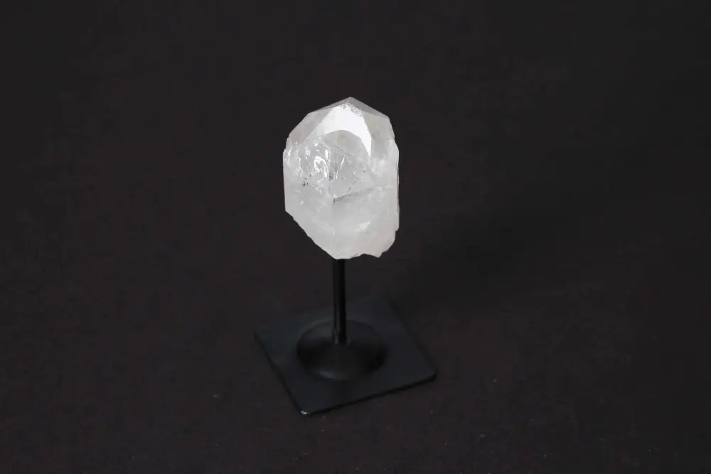 Clear Quartz on Metal Stand, luxury spiritual decor, enhances mental clarity, by Sylvia Crystals