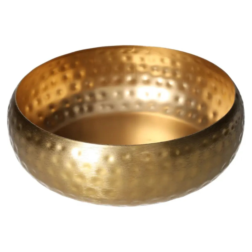 Luxurious gold decorative bowl with elegant hammered finish, perfect for adding a touch of sophistication to any space.
