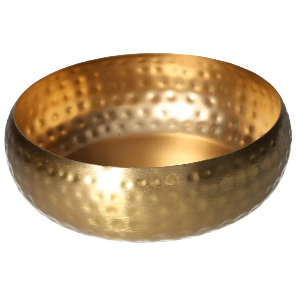 Elegant golden decorative bowl with a textured surface, ideal for luxury interior spaces and refined home décor.