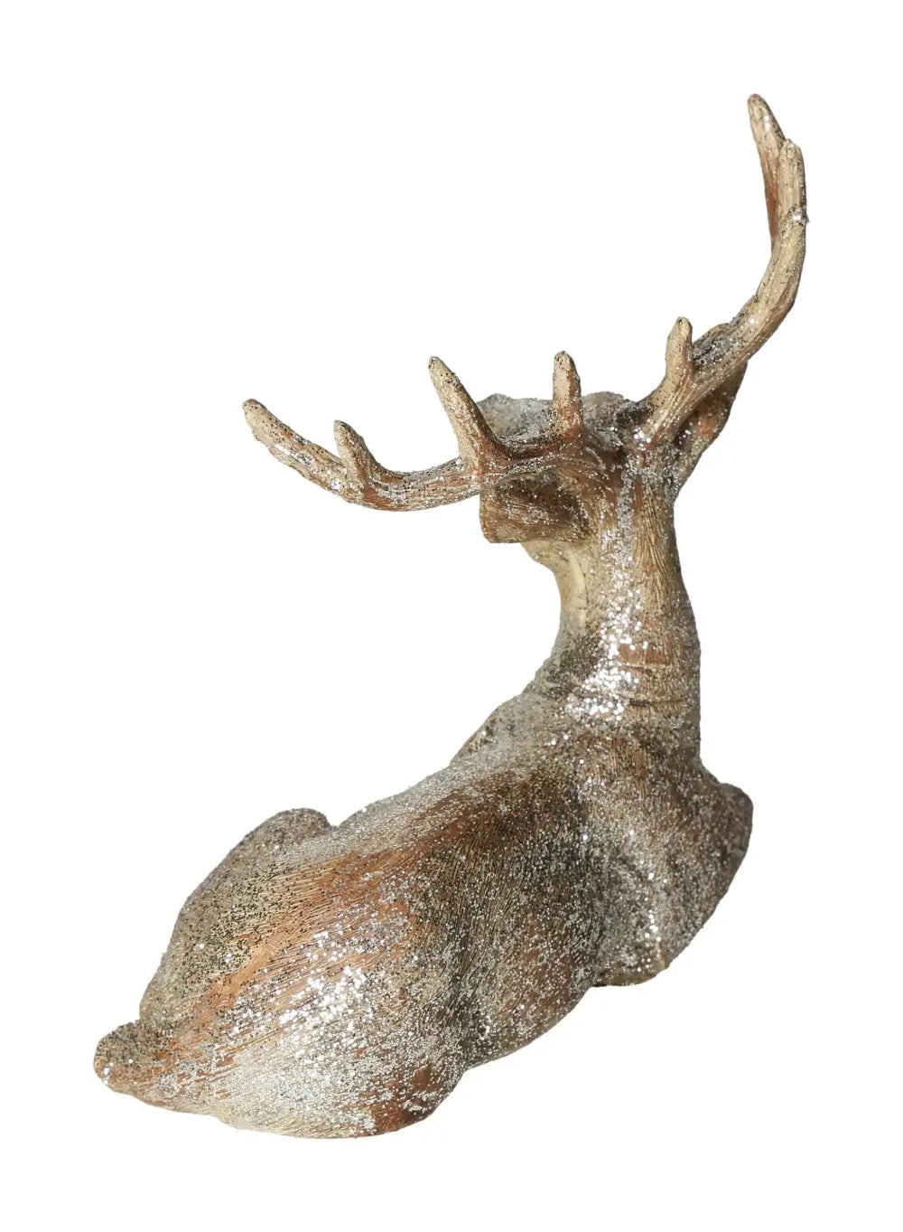 Poly champagne deer with glitter by Sylvia Crystals, a decorative figure embodying grace, spirit, and elegance.