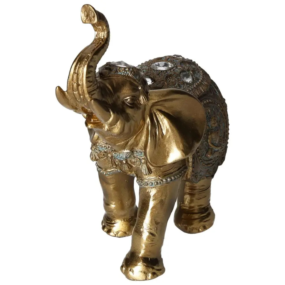 Elegant gold elephant home decor figure symbolizing wisdom and peace, crafted meticulously for luxury interiors.