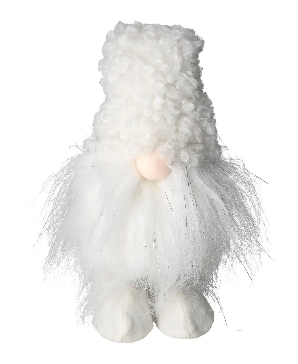 White textile gnome from Sylvia Crystals, embodying luxury and elegance in home decor; crafted for conscious living.
