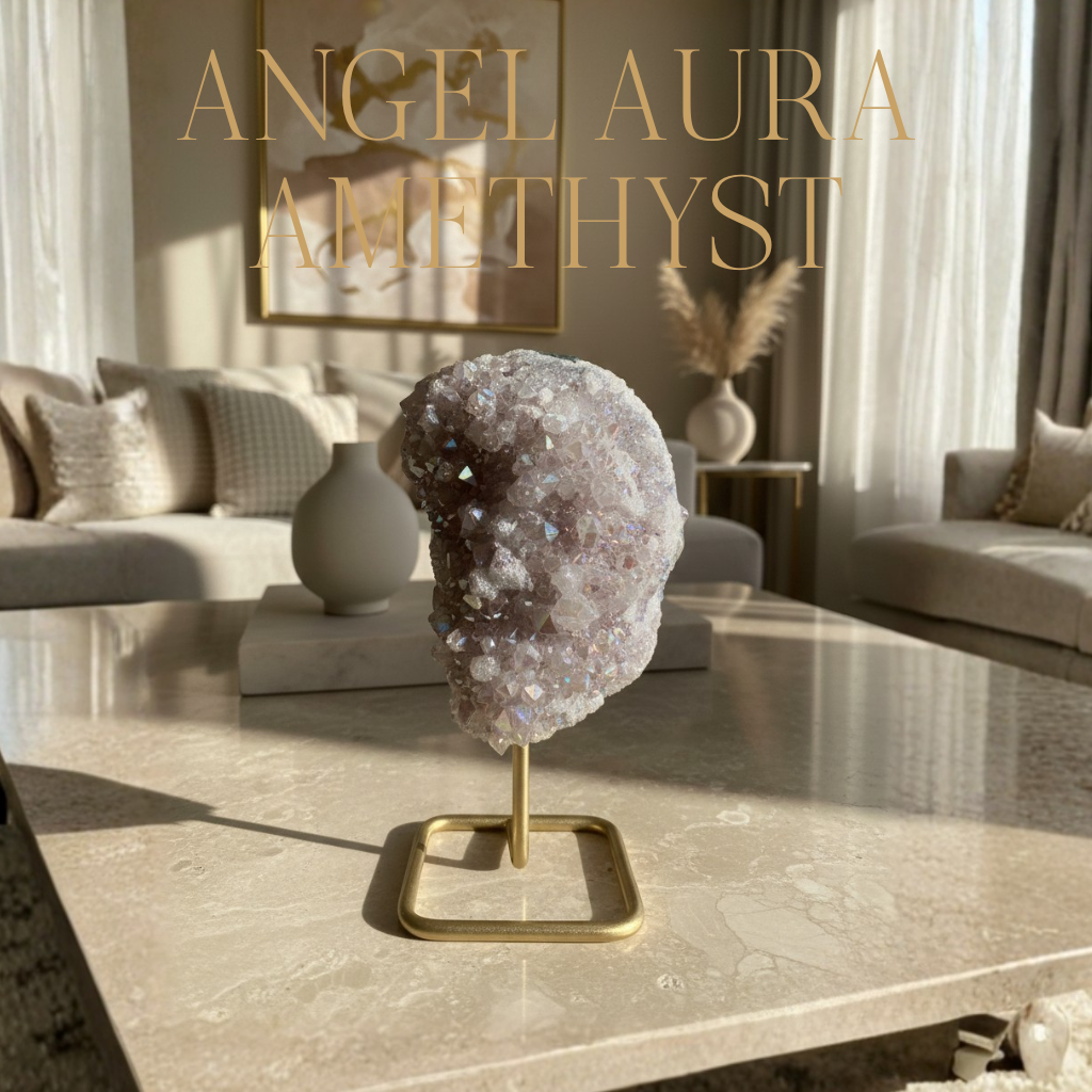 Amatista Angel Aura en Soporte Metálico