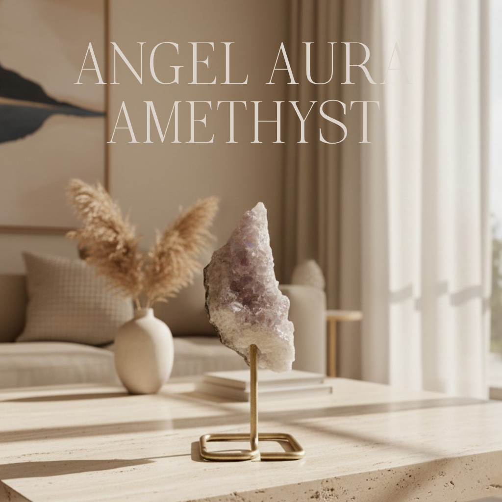 Amatista Angel Aura en Soporte Metálico