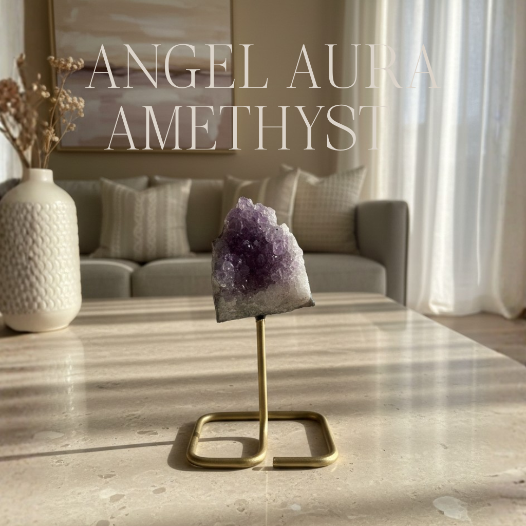 Amatista Angel Aura en Soporte Metálico