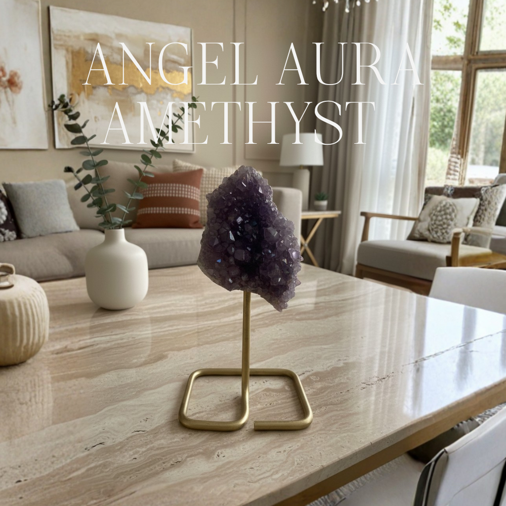 Amatista Angel Aura en Soporte Metálico