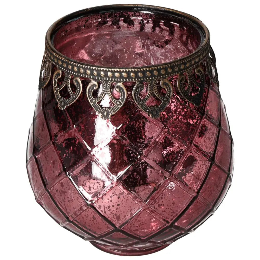 Elegant lantern with intricately designed metal rim and crystal body, offering a sophisticated touch of modern décor from Sylvia Crystals.