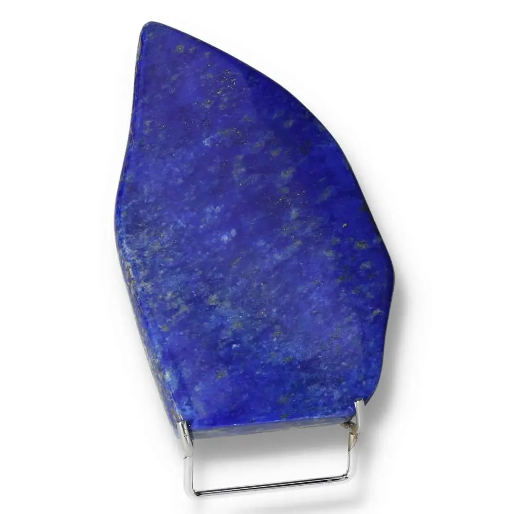 Shaped Lapis Lazuli stone with deep blue color and flecks of pyrite from Pakistan, ideal for energy enhancement and décor.