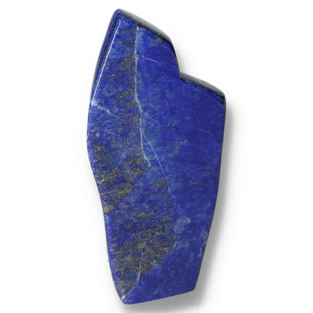 Lapis Lazuli Obelisk from Pakistan with deep blue hues and golden pyrite flecks, symbolizing wisdom and power.