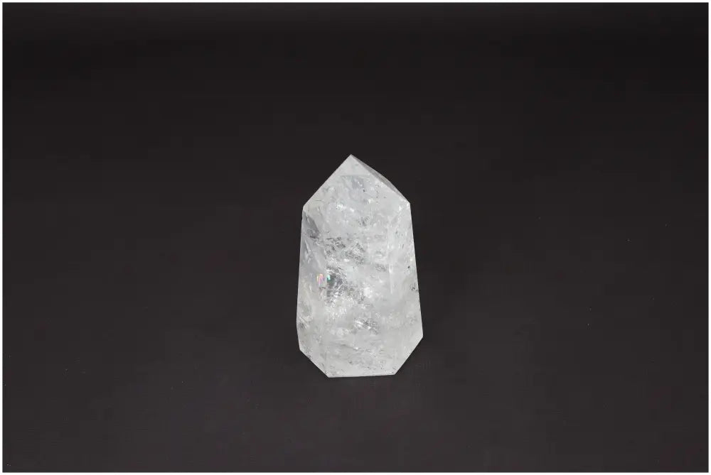 Lemurian Quartz Obelisk crystal against black background, enhancing clarity, balance, and personal growth. Ethically sourced, hand-selected piece.