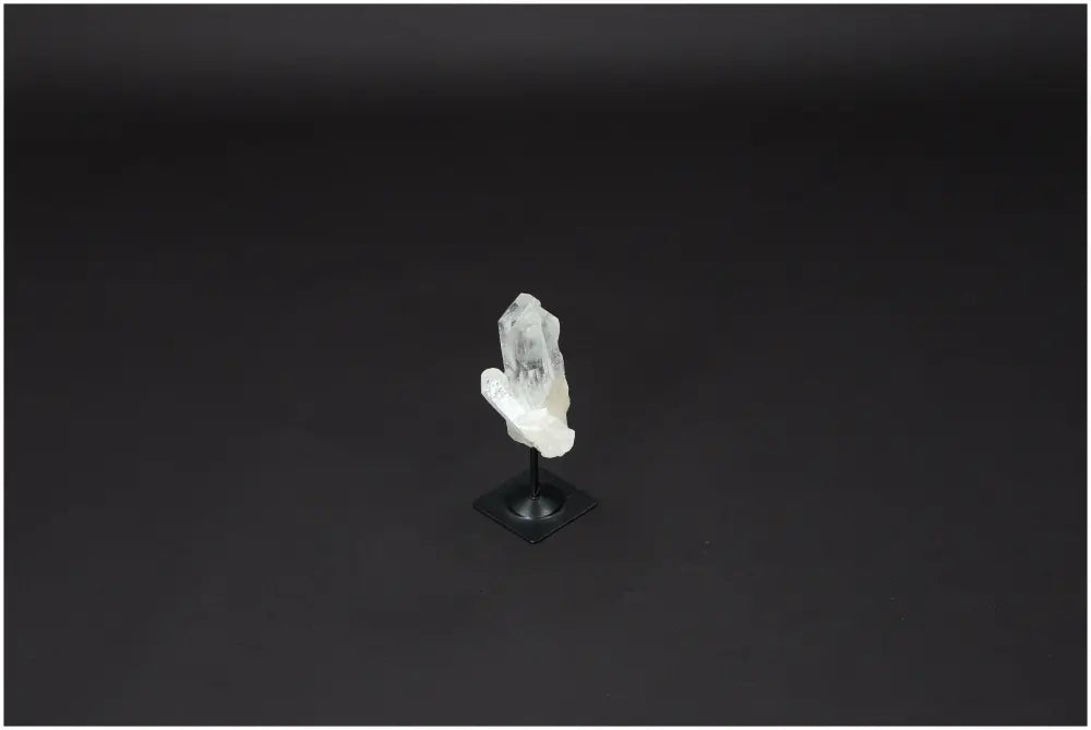 Lemurian Quartz on metal stand featuring clear quartz's powerful purification and negative energy neutralization properties