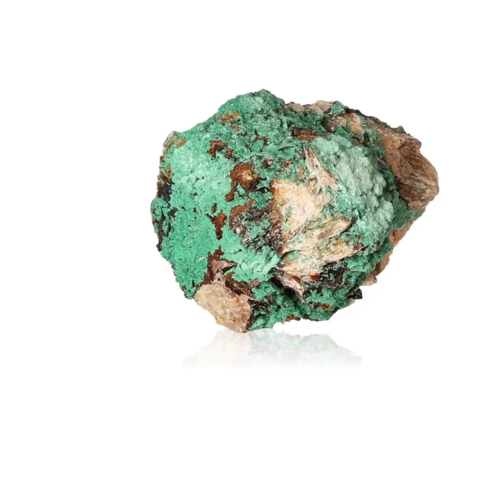 Vibrant green malachite druze stone with unique natural patterns, known for its soothing energy and courage-inspiring qualities.