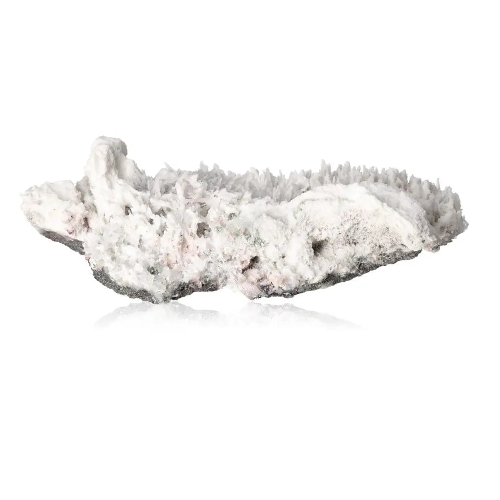 Museum quality milky quartz gemstone showcasing mystical and elegant beauty against a white background.