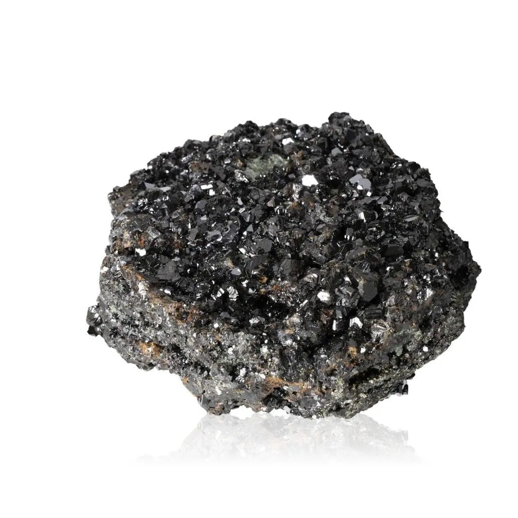 Museum quality Galena mineral showcasing its crystalline structure and reflective surface, known for balance and protection.