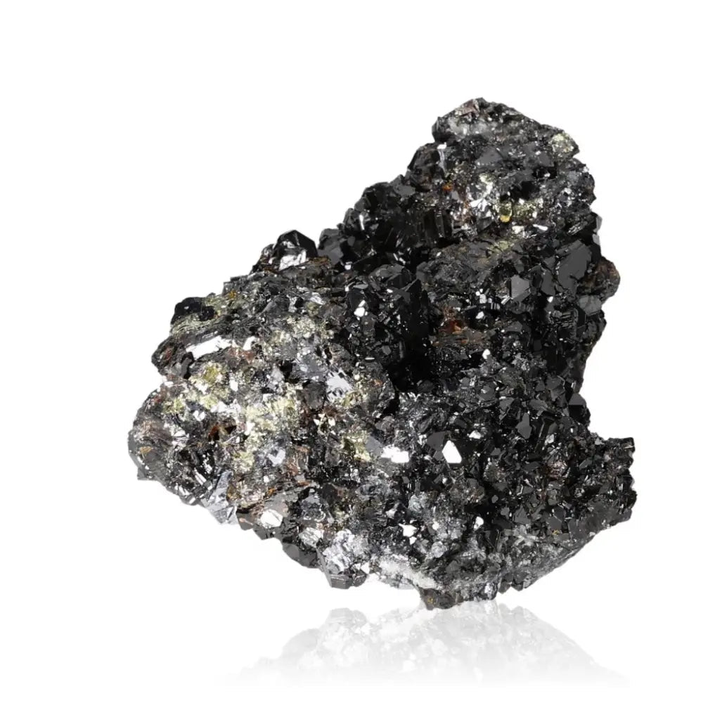 Museum quality Galena mineral with reflective metallic luster, showcasing its grounding and protective properties in spiritual practice.