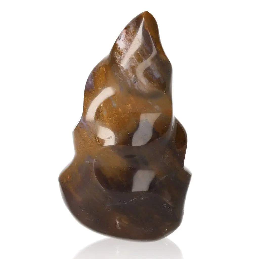 Ocean Jasper Flame crystal with intricate patterns, known for vibrant energy and tranquility; a "Stone of Joy and Clarity."