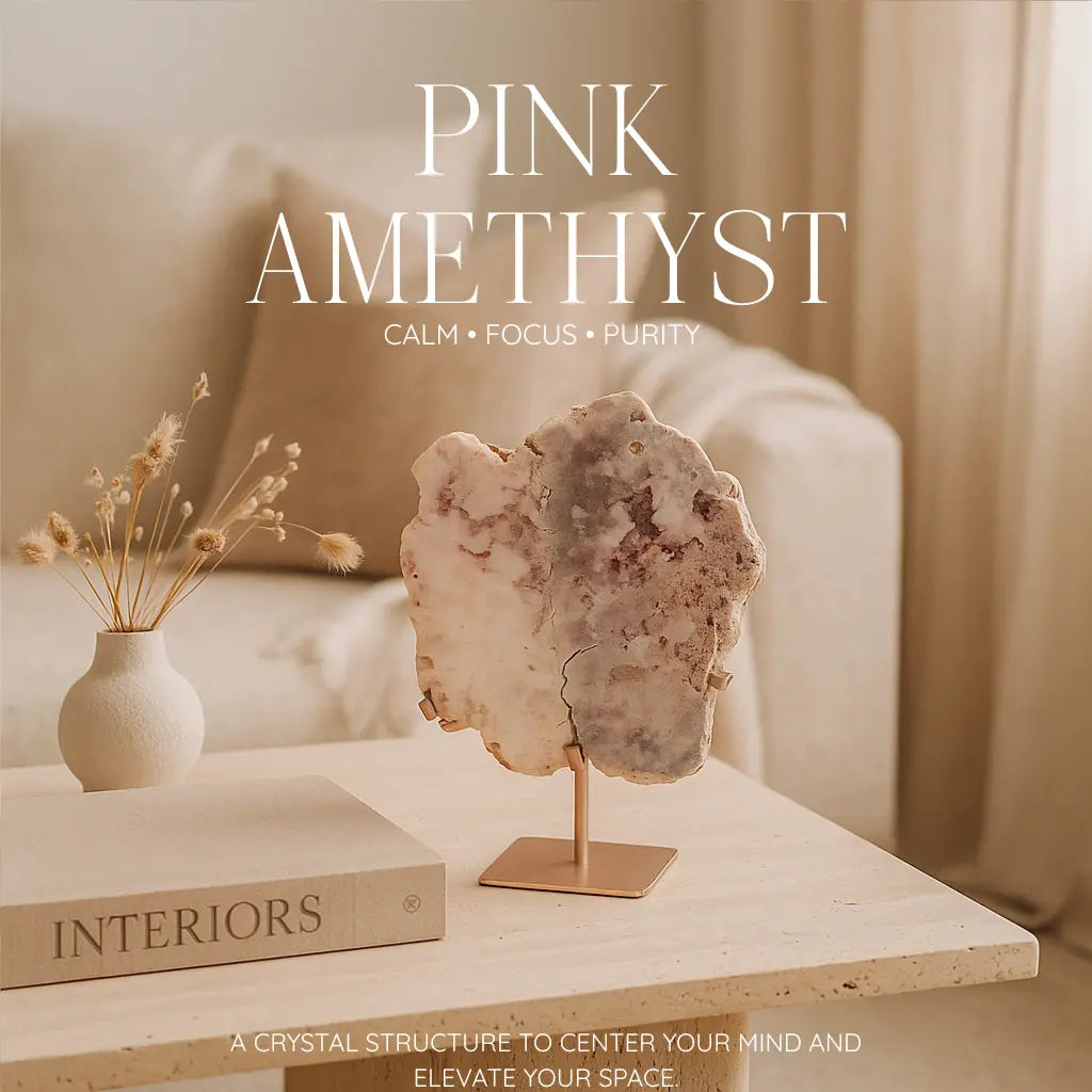 Pink Amethyst on Metal Stand Sylvia Crystals Sp. z o.o.
