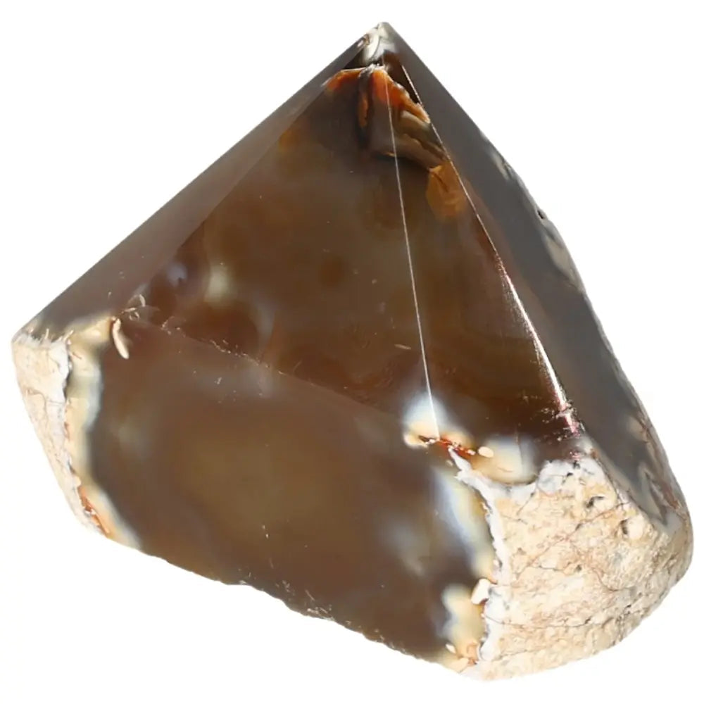 Polished Agate Point from Sylvia Crystals, featuring intricate natural patterns for tranquility and balance in any space.
