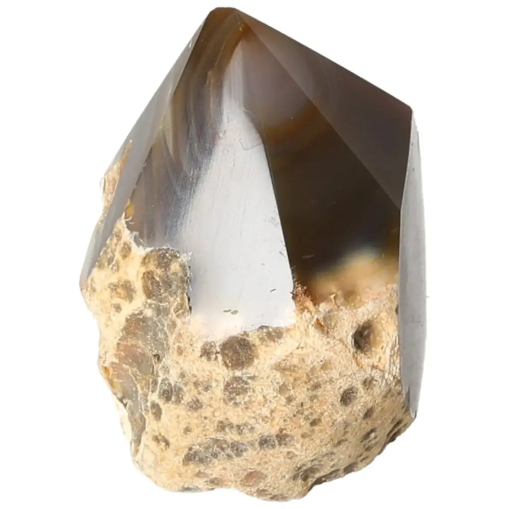 Polished Agate Point gemstone with natural textures, showcasing elegance and spiritual harmony from Sylvia Crystals' collection.
