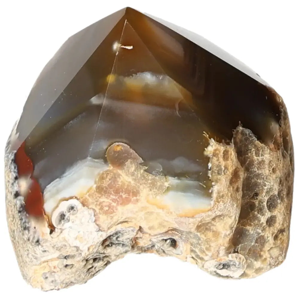 Polished Agate Point from Sylvia Crystals, showcasing natural beauty and spiritual harmony, perfect for conscious luxury enthusiasts.