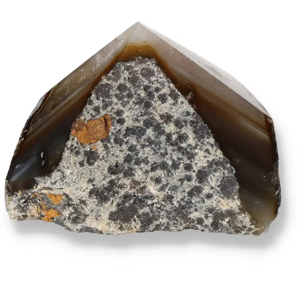 Polished Agate Point featuring vibrant hues and intricate patterns for energy harmonization from Sylvia Crystals.