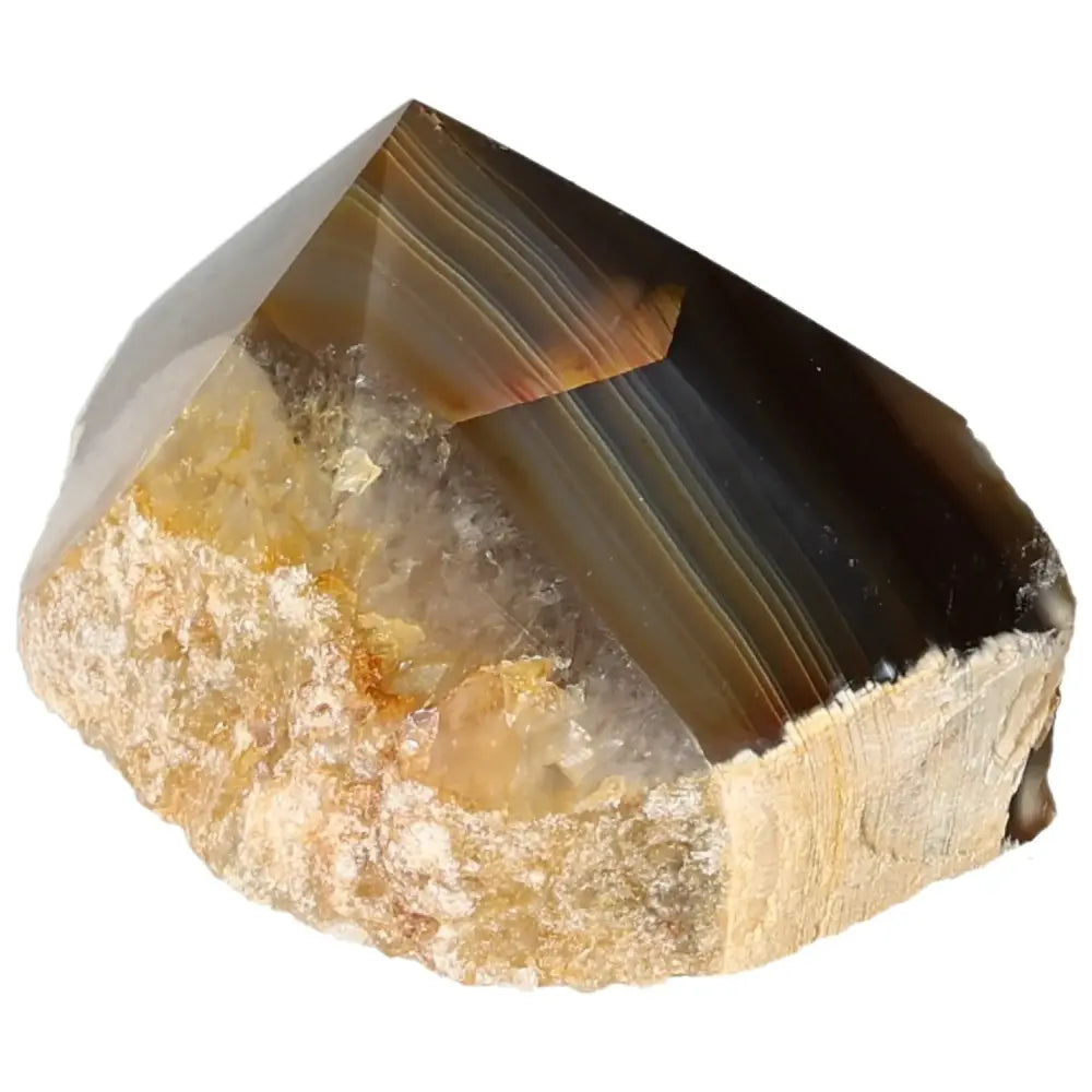 Polished Agate Point gemstone showcasing intricate patterns and colors, offering calming and grounding energy.