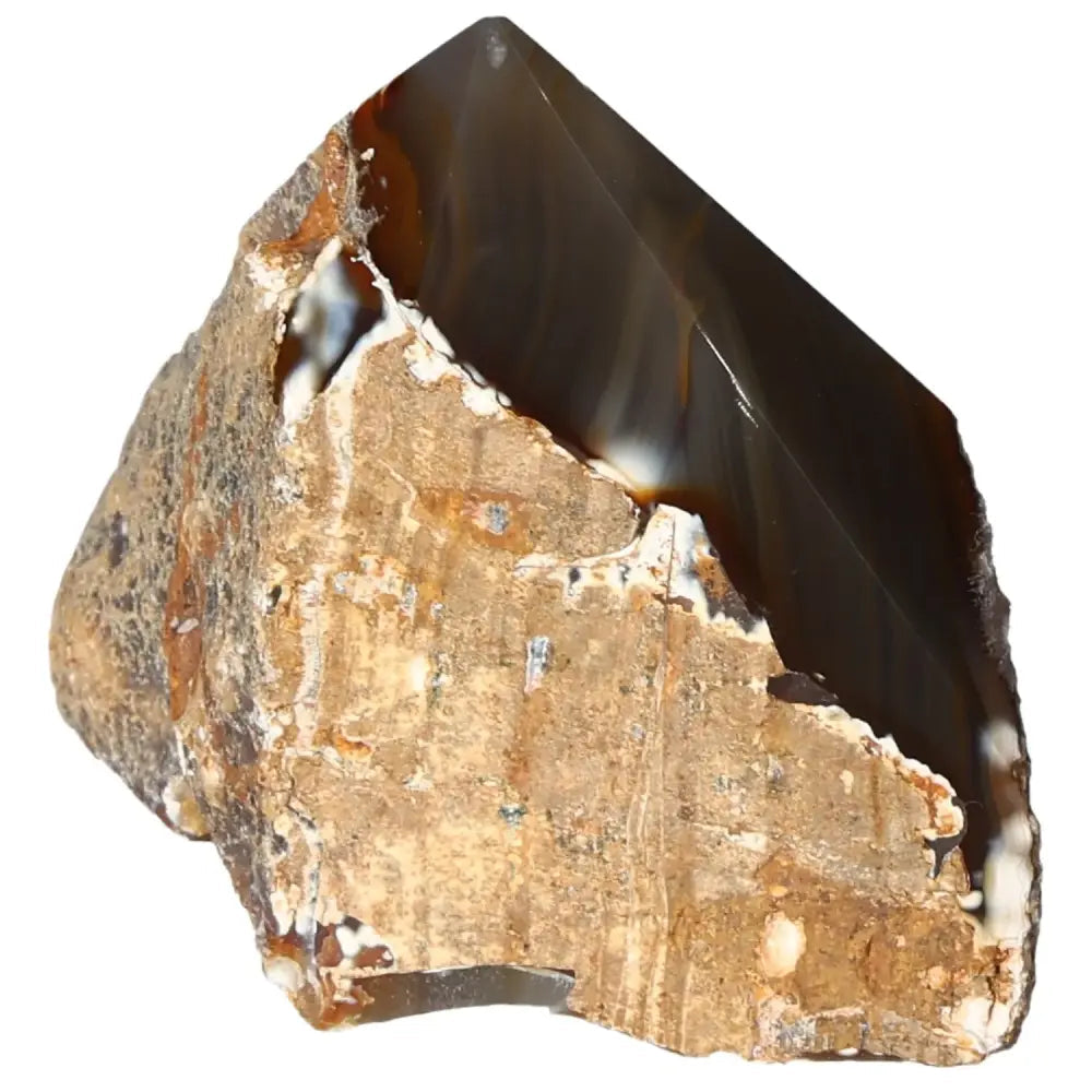 Polished Agate Point gemstone with a smooth surface showcasing natural earthy tones and captivating textures.