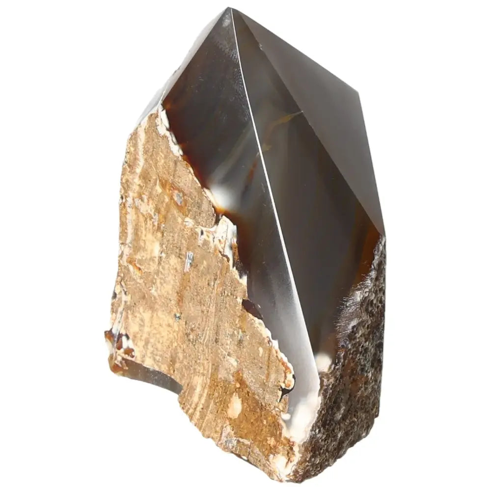 Polished Agate Point gemstone from Sylvia Crystals, showcasing its tranquil energy and sophisticated design, ideal for decor.