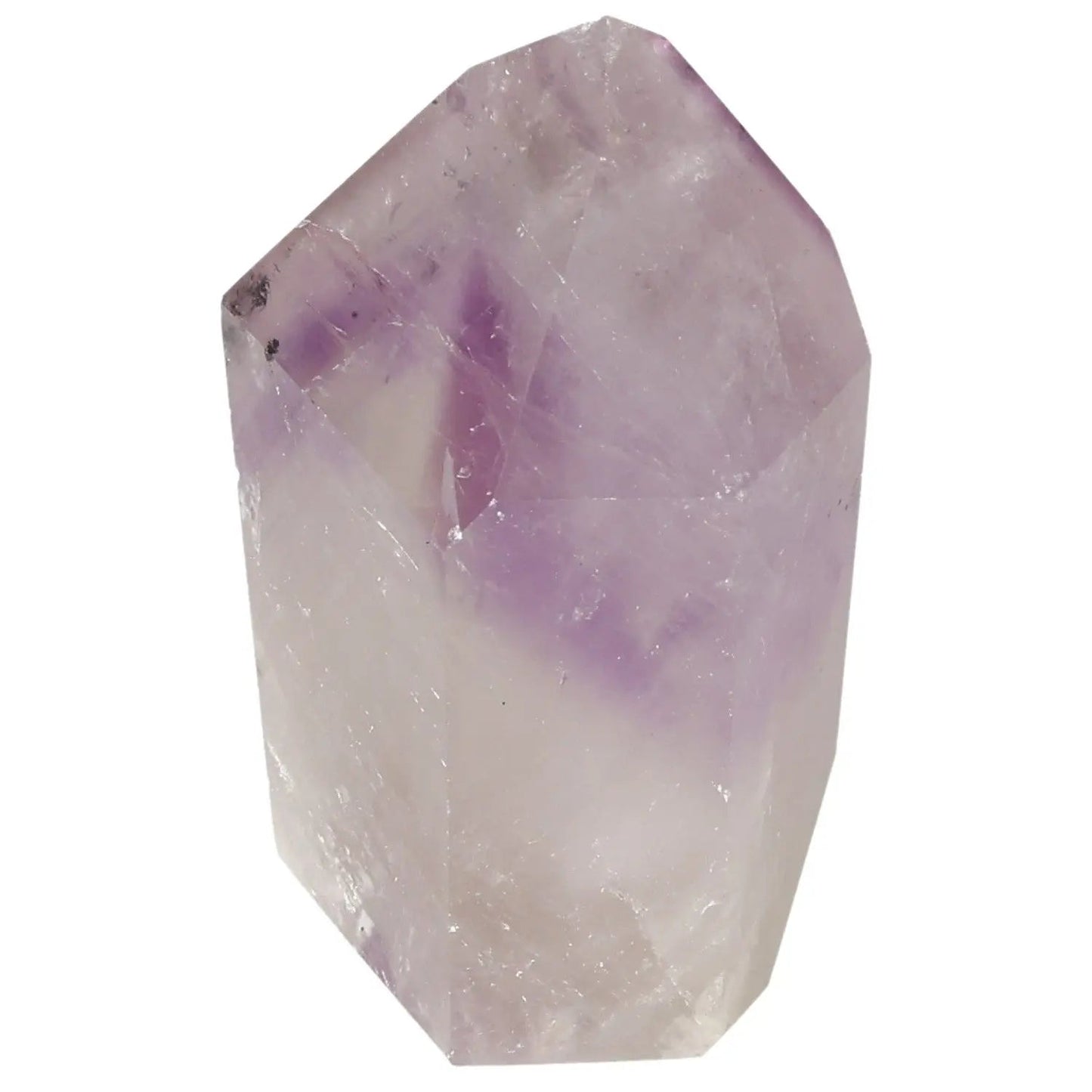 Polished Amethyst Obelisk by Sylvia Crystals, a premium gemstone known for reducing stress and enhancing tranquility.