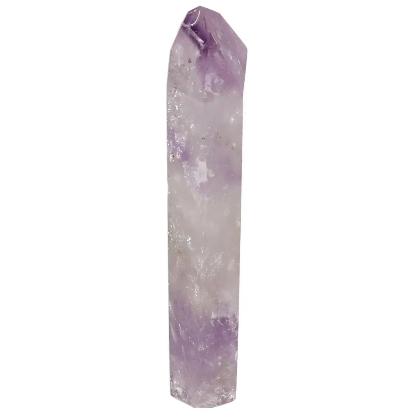 Polished amethyst obelisk from Sylvia Crystals, embodying luxury and spirituality, high-quality handpicked gem.